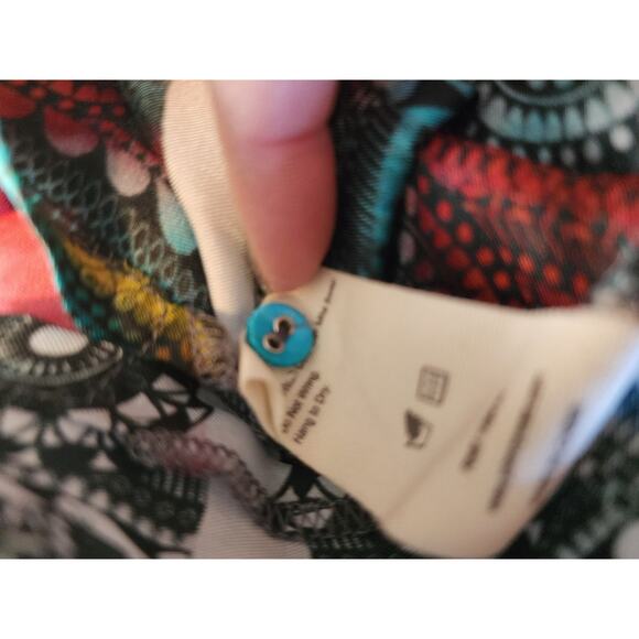 Johnny Was Multicolored Buttoned Silk Tunic size XS Oversized Patchwork Design - Picture 6 of 10